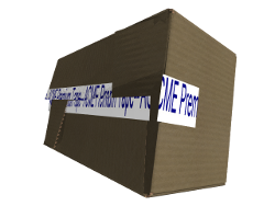 Box with interlocked flaps, ACME tape.